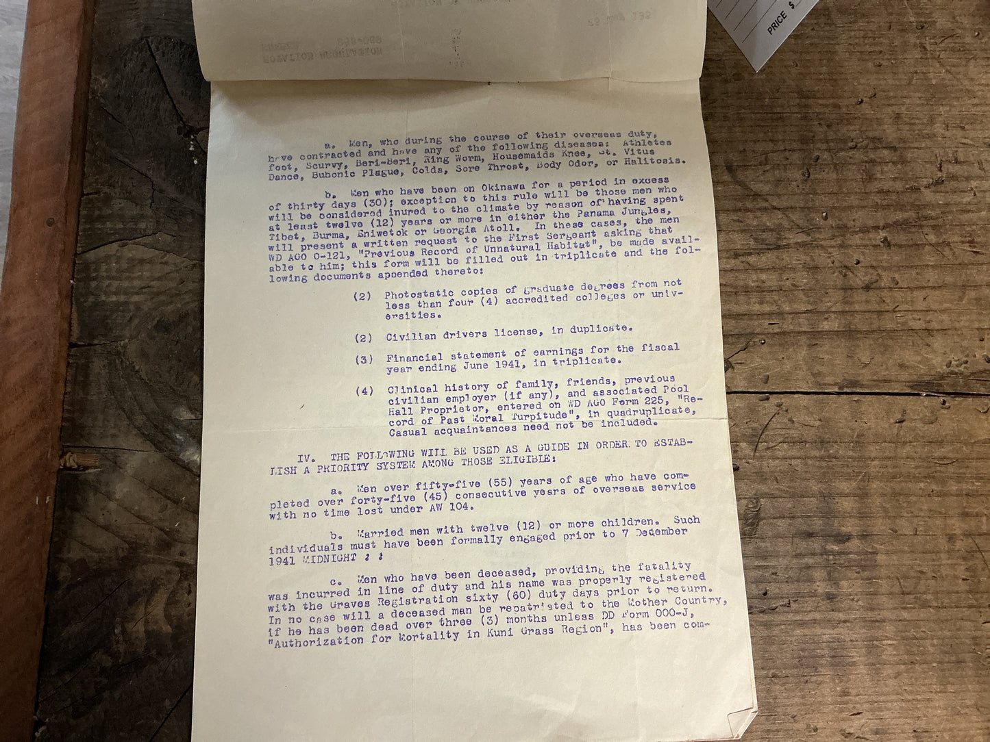 Original Korean War Era Satirical U.S. Army “Rotation Regulations”- Dated May 28, 1951