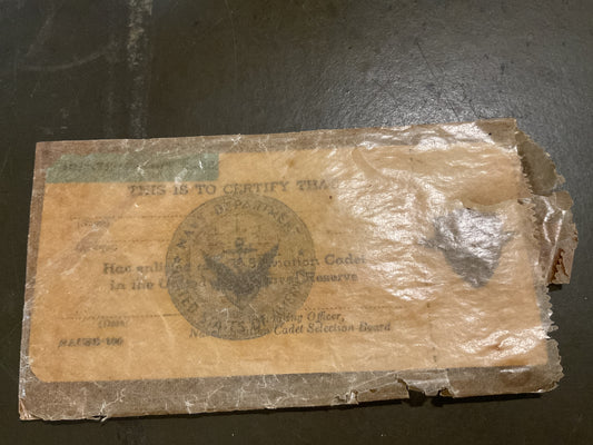 U.S. Navy Aviation Cadet Identification Card un-issued