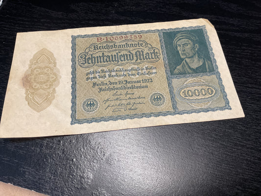 German 10,000 Mark Banknote 1922