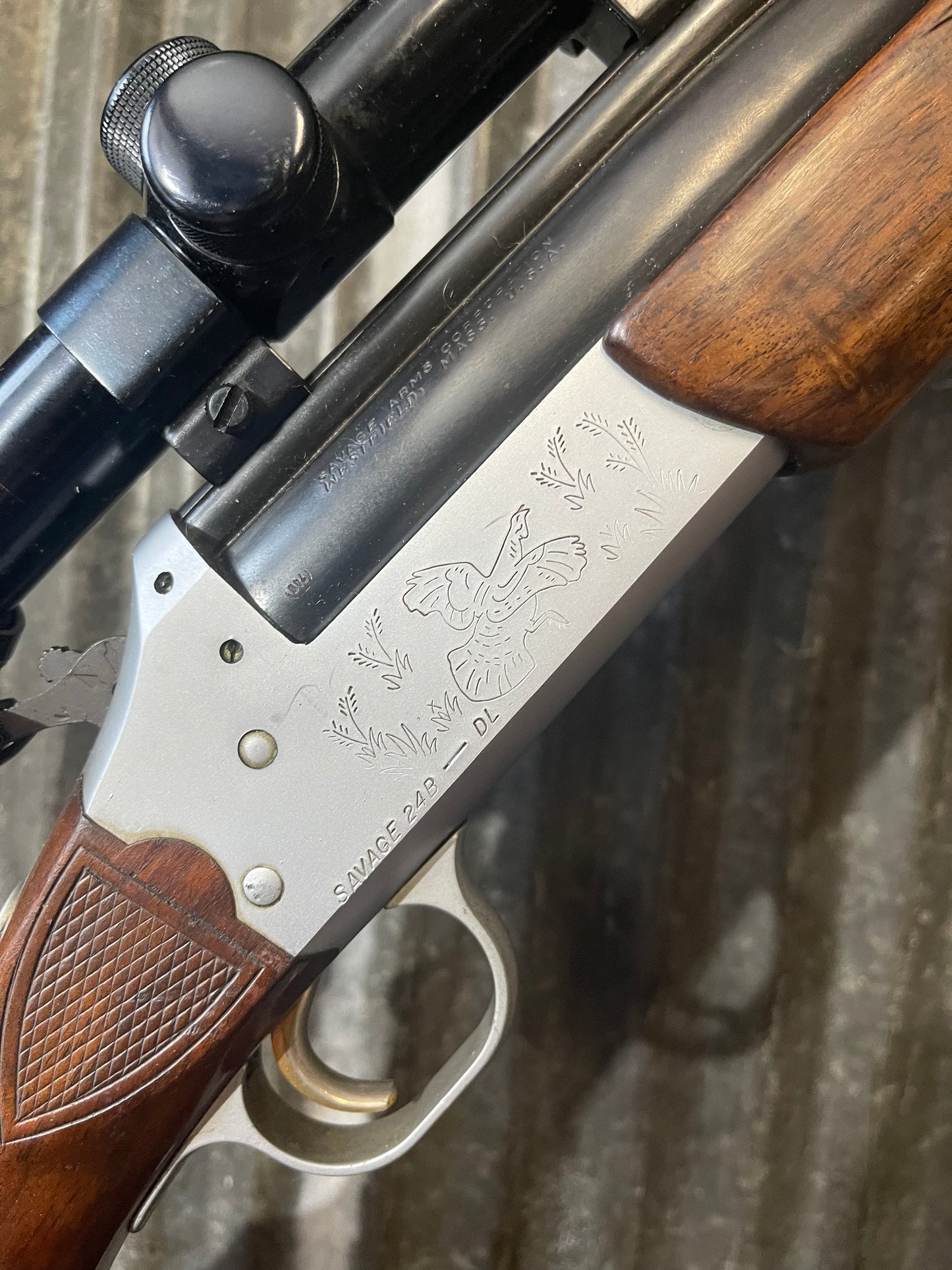Savage Model 24B-DL Deluxe .22 Magnum / 20 Gauge Over-Under Combination Gun – Scoped