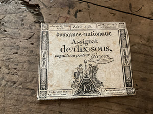 1793 French Revolution Assignat-“10 Sous Revolutionary Currency Note”