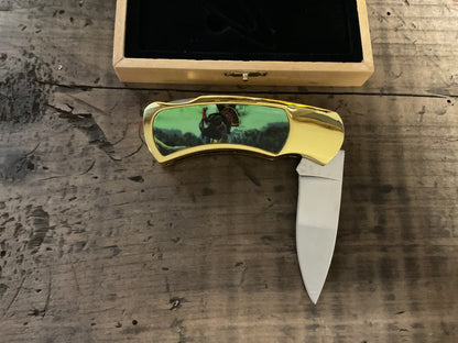 Collector Series Wild Turkey Fixed Blade Knife w/ Wooden Display Box