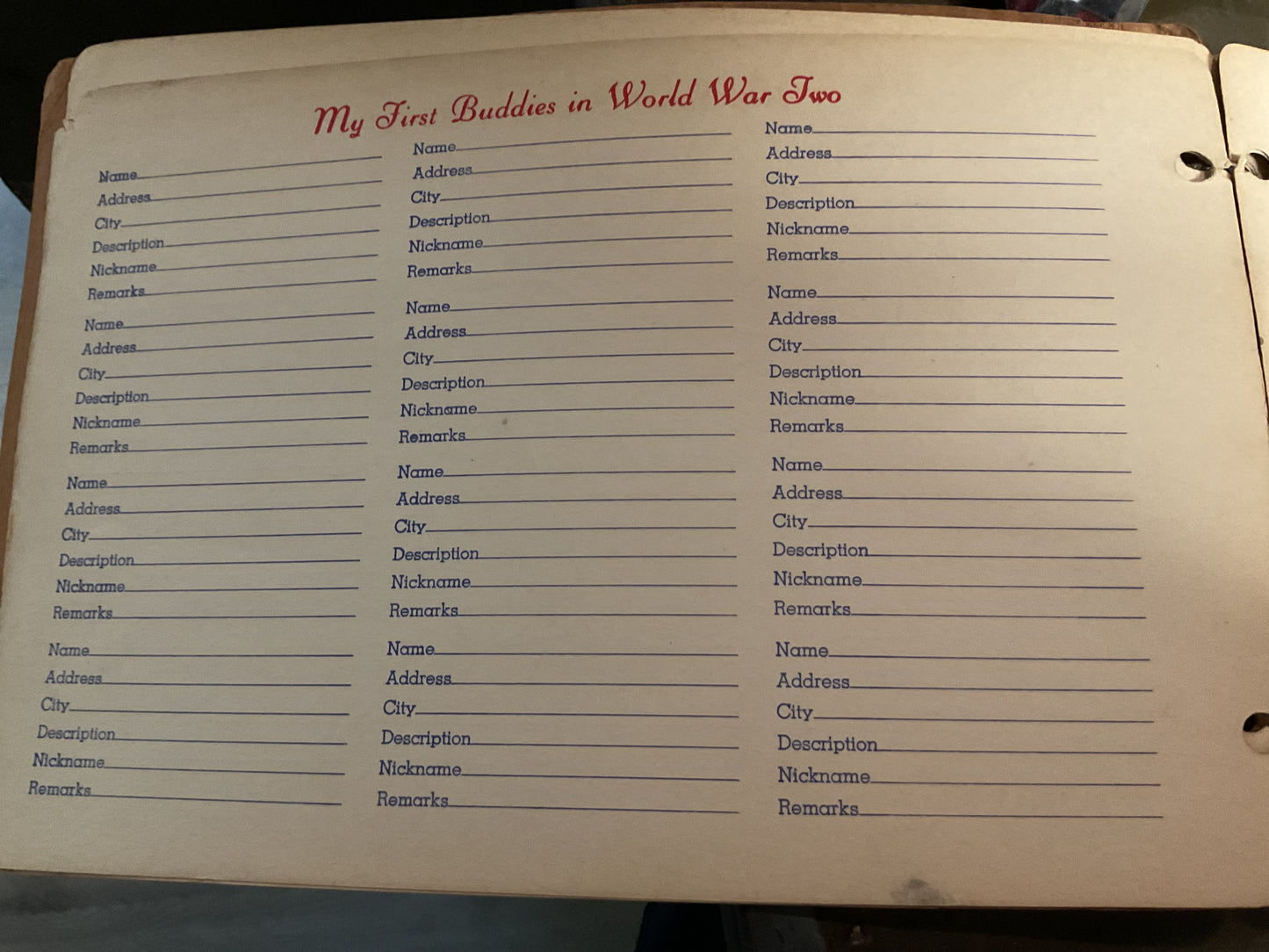 Soldier’s Service Diary WWII (unused)