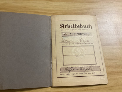 Original WWII German Deutsches Reich Arbeitsbuch-Wilhelm Knupka-Official Employment Book-26 February 1935
