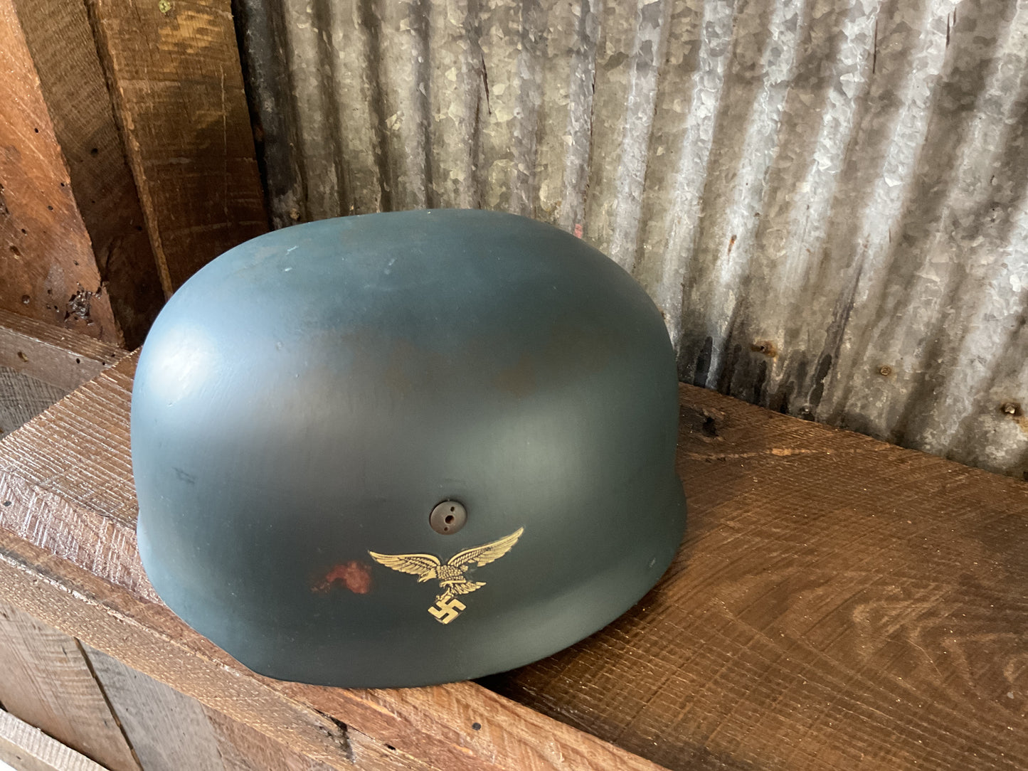 M38 German Paratrooper Helmet Double Decal with Splinter Camo Cover