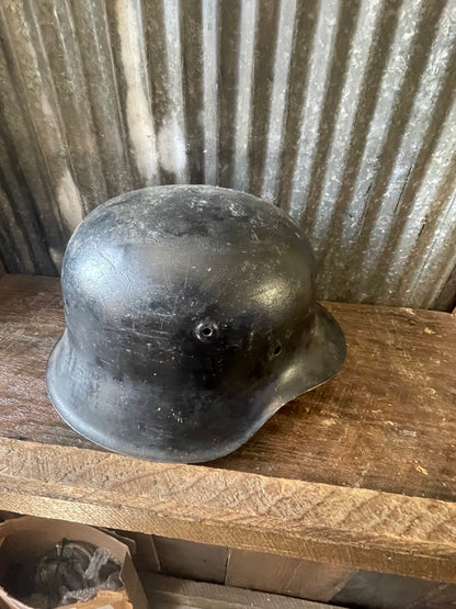 WWII German M42 Helmet Shell – Original Interior Paint & Named/Initialed