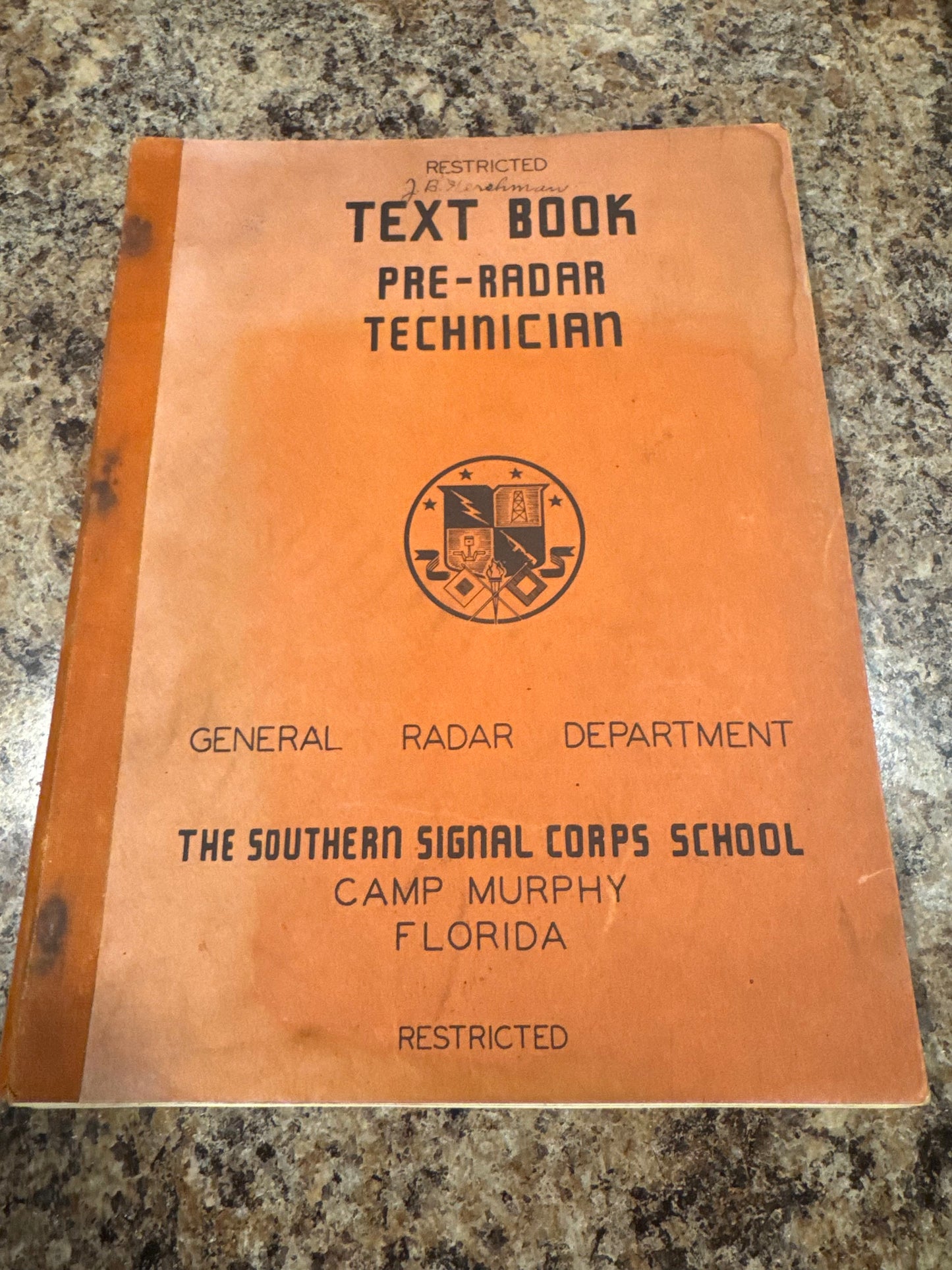 WWII U.S. Army Signal Corps Pre-Radar Technician Textbook – Camp Murphy Florida