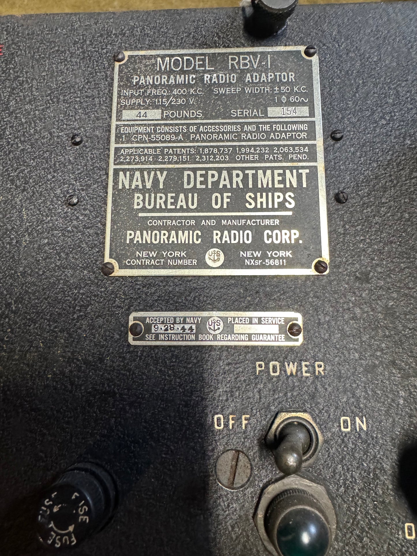 WWII U.S. Navy RBV-1 Panoramic Radio Adaptor