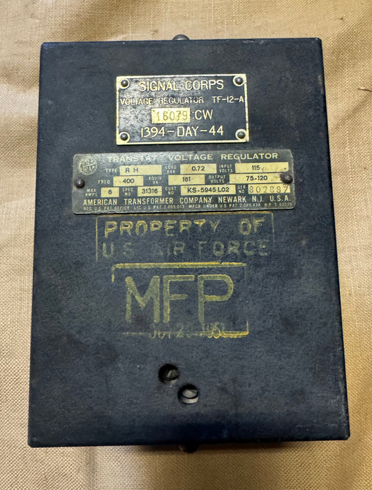 WWII U.S. Army Signal Corps TF-12-A Voltage Regulator