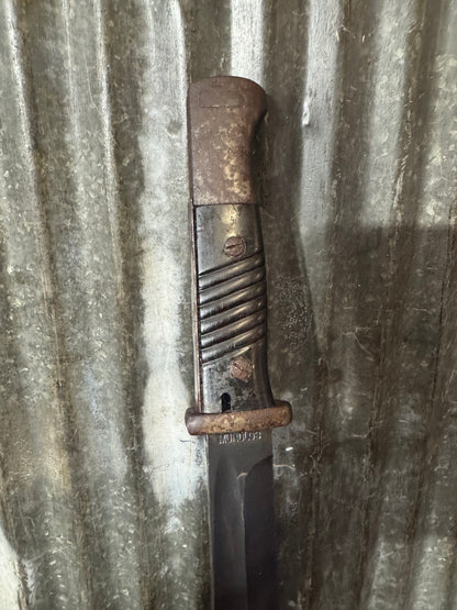 WWII German K98 Mauser Bayonet by Mundlos with Steel Scabbard & Web Frog