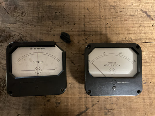 WWII U.S. Military Panel Meters-Output & Percent Modulation Gauges
