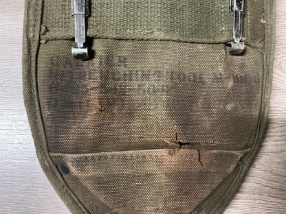 Original U.S. Military Ames 1966 VietnamFolding Entrenching Tool E-Tool w/ Cover Also Marked