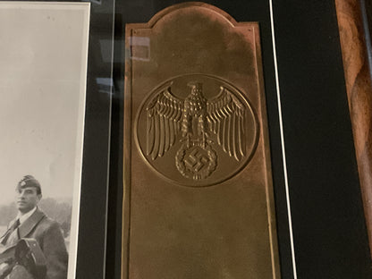 WWII German Third Reich Arno Breker Brass Door Plate Framed Historical Display