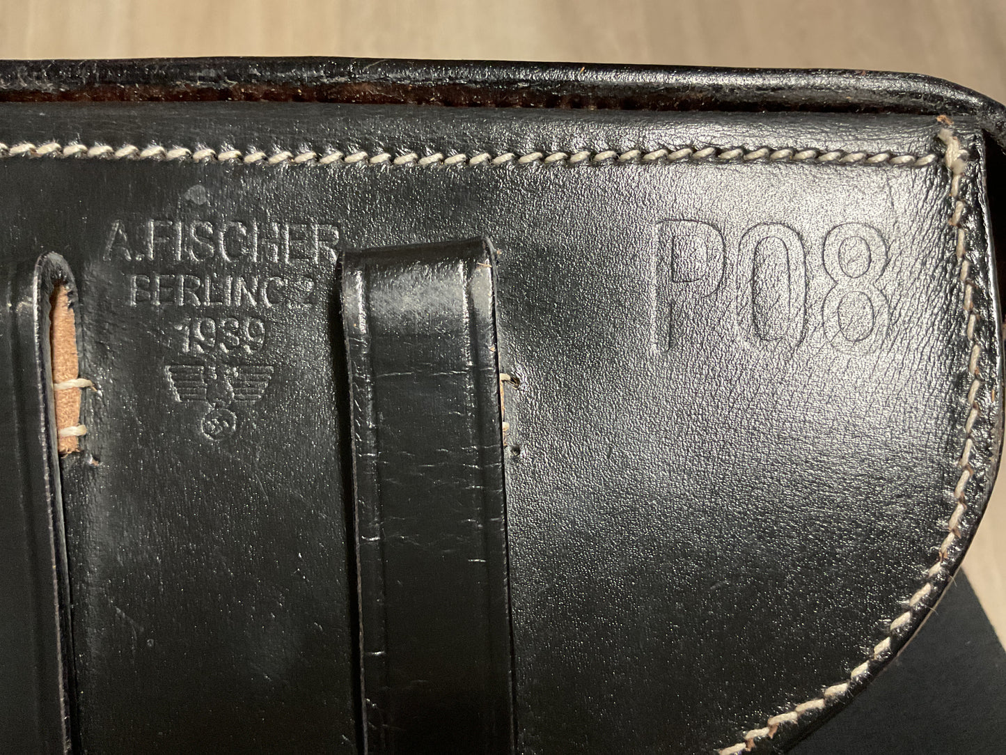 German WWII Walther P38 Style Leather Holster A. Fischer Berlin 1939 Reproduction