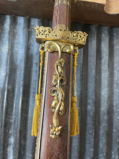 Paul Chen / Hanwei Han Dynasty Chinese Jian Sword – Ornate Brass & Wood – Discontinued