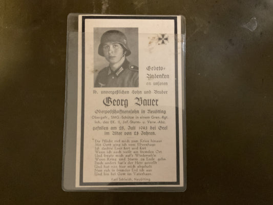 WWII German Death Card Machine Gunner
