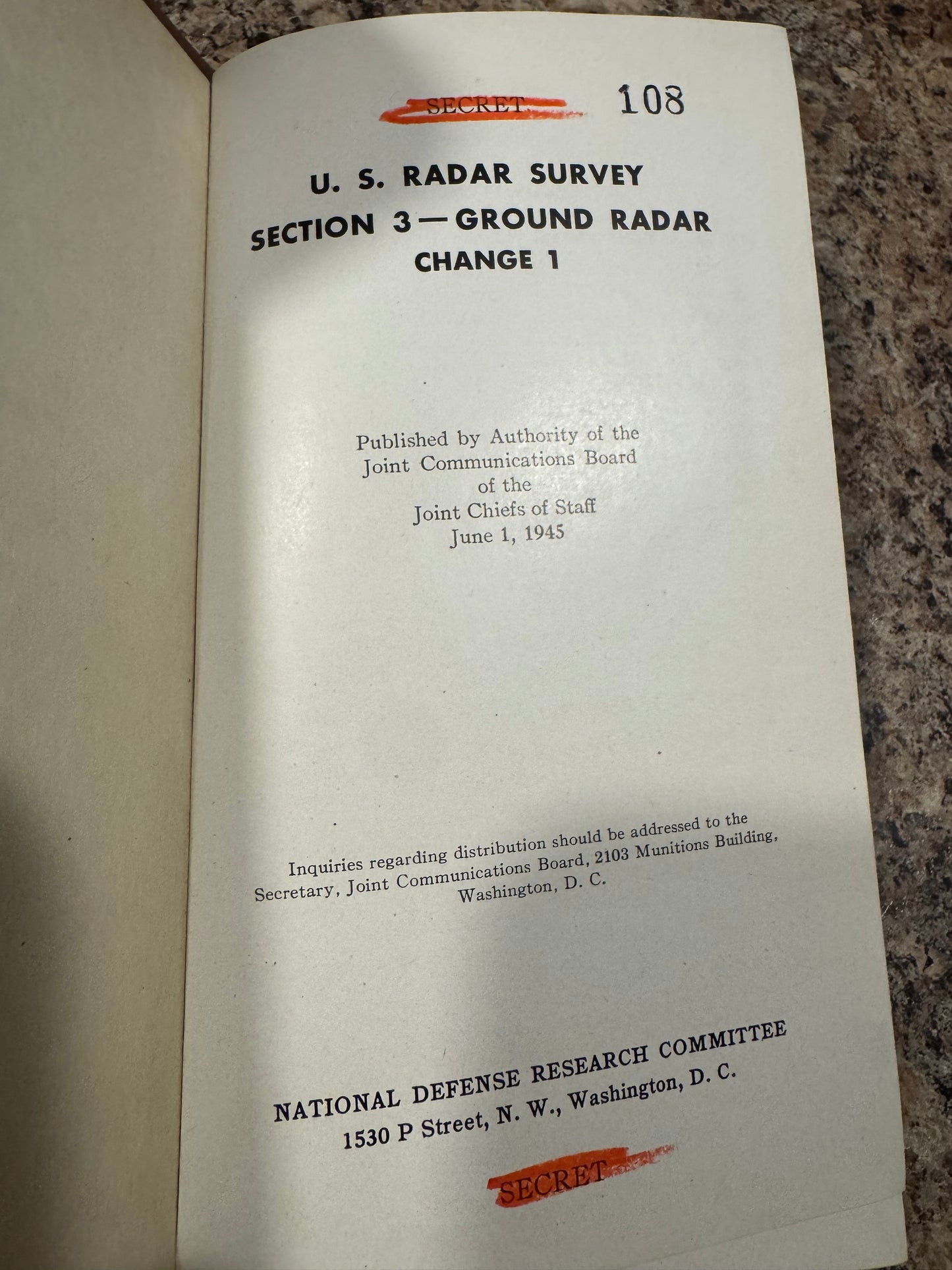 WWII U.S. Radar Survey Section 3 Ground Radar Manual – June 1, 1945 – NDRC – “SECRET”