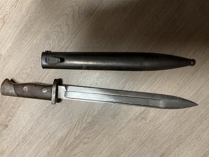 Vintage Military Mauser-Pattern Bayonet w/ Steel Scabbard-Scabbard #3922