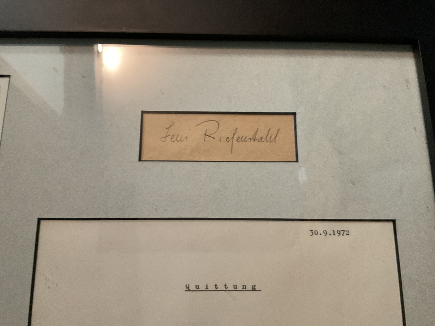 Leni Riefenstahl Signed Display w/ 1972 Receipt- WWII German Filmmaker/Olympia Director