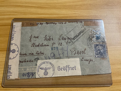 Original WWII German Censored Cover from Brazil to Basel, Switzerland-Wehrmacht High Command “Geoffnet” Censor Seal