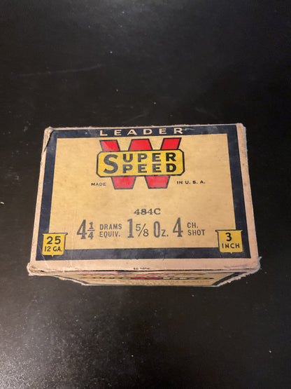 Vintage Winchester Leader Super Speed 12 Gauge 3” Magnum Shot Shells — Full Box of 25