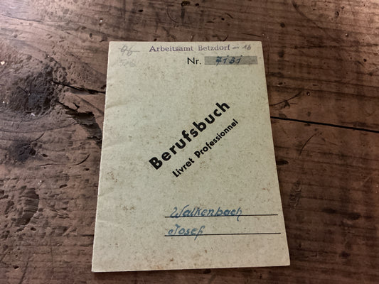 1948-1954 West German Berufsbuch (Employment Record Book)- Named: Betzdorf Labor Office-Complete
