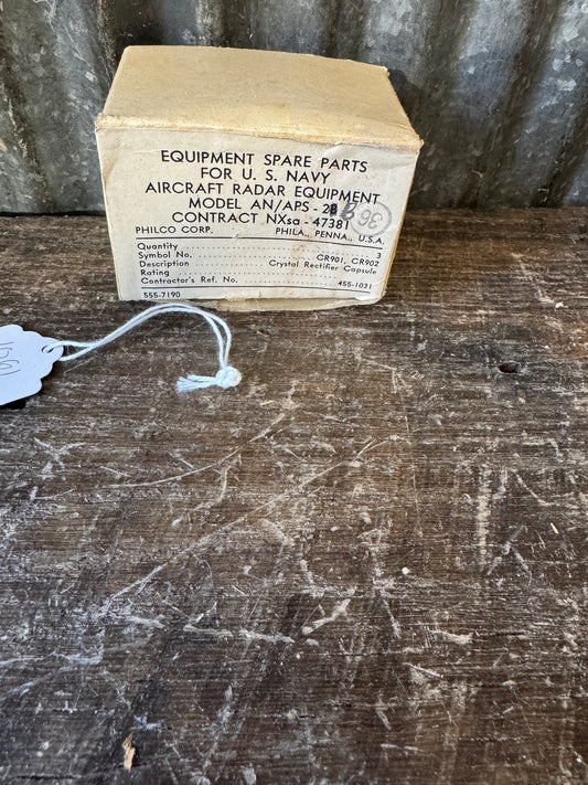 NOS U.S. Navy AN/APS-2B Radar Crystal Rectifier Capsules CR901 CR902 Sylvania CHS-1N21 Set