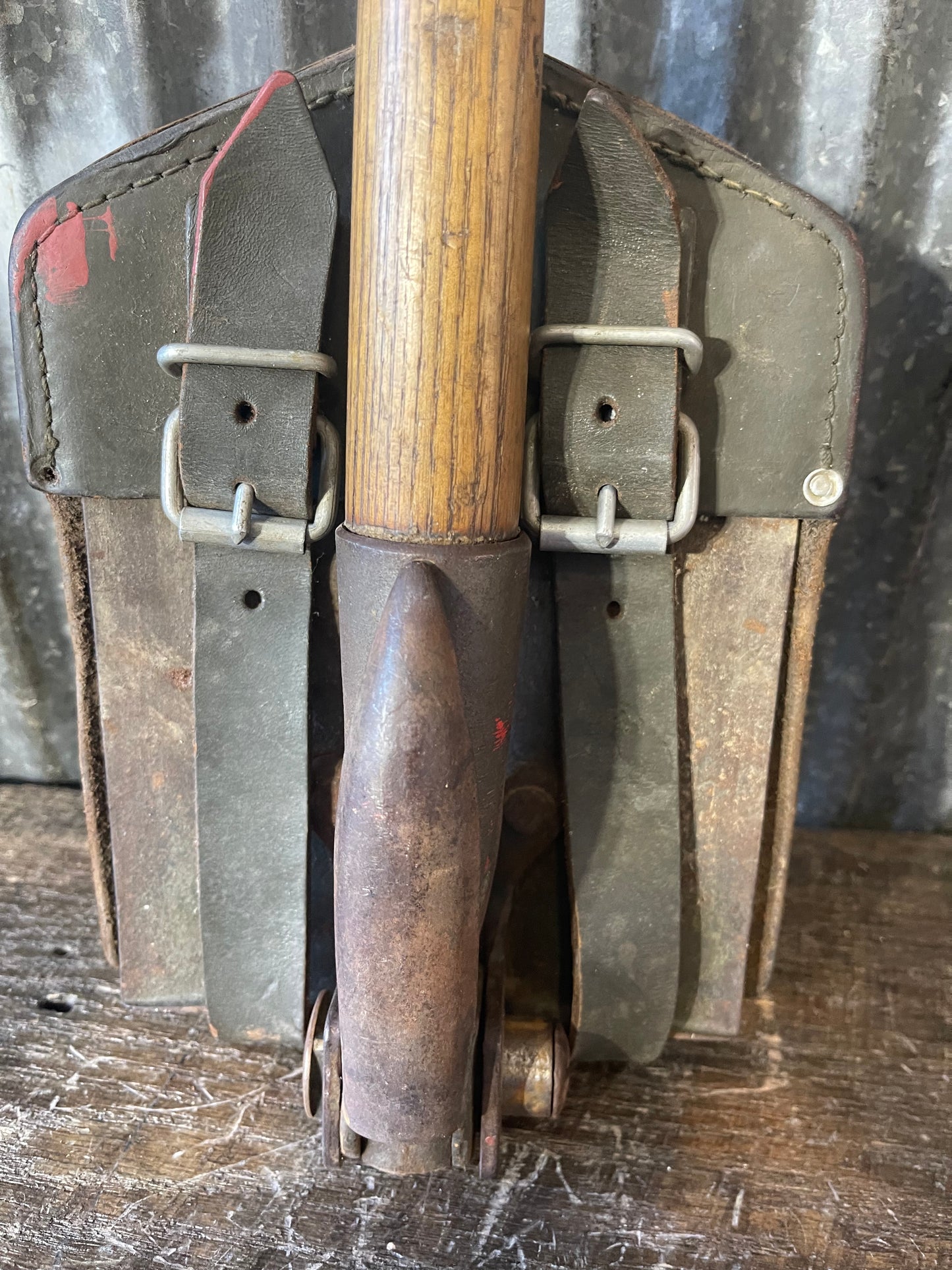 West German Bundeswehr Entrenching Tool & Carrier – Folding Pick/Shovel Combination