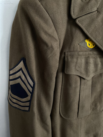 WWII U.S. Army 81st Infantry Division Service Dress Jacket - Sergeant Rank with Ruptured Duck Patch - Size 36S