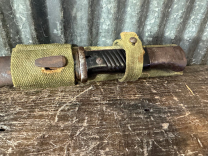 WWII German K98 Mauser Bayonet by Mundlos with Steel Scabbard & Web Frog