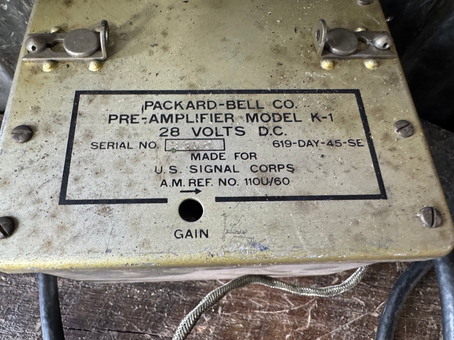 WWII Packard-Bell Model K-1 Signal Corps Pre-Amplifier – 28 Volt DC – Aircraft Communications