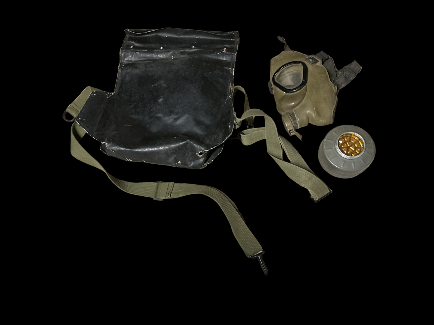 WWII Gas Mask Bag with Post War Mask