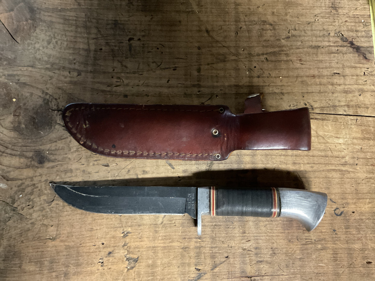 Western USA W49 Bowie Knife w/ Original Leather Sheath