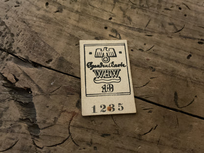 Original WWII German WHW Donation Booklet Card-Gaukarte No. 10-Numbered 1235