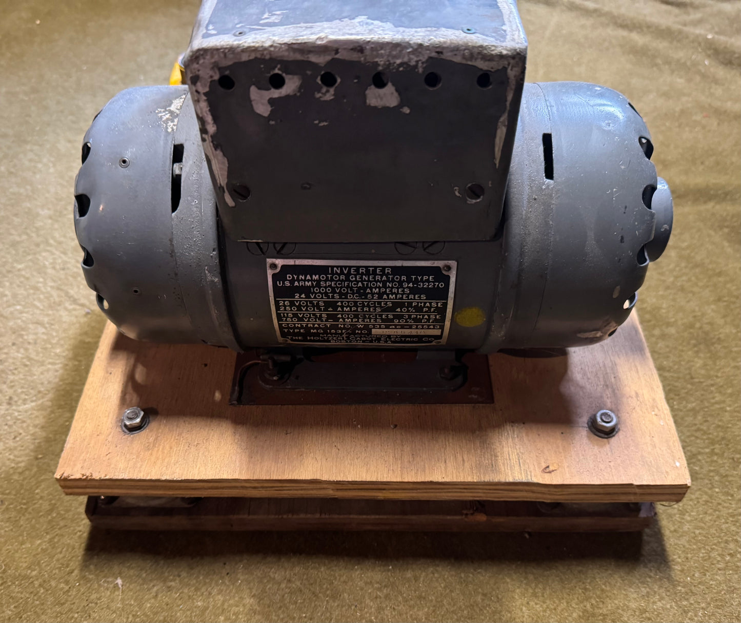 WWII U.S. Army 24V Aircraft Inverter Dynamotor Generator