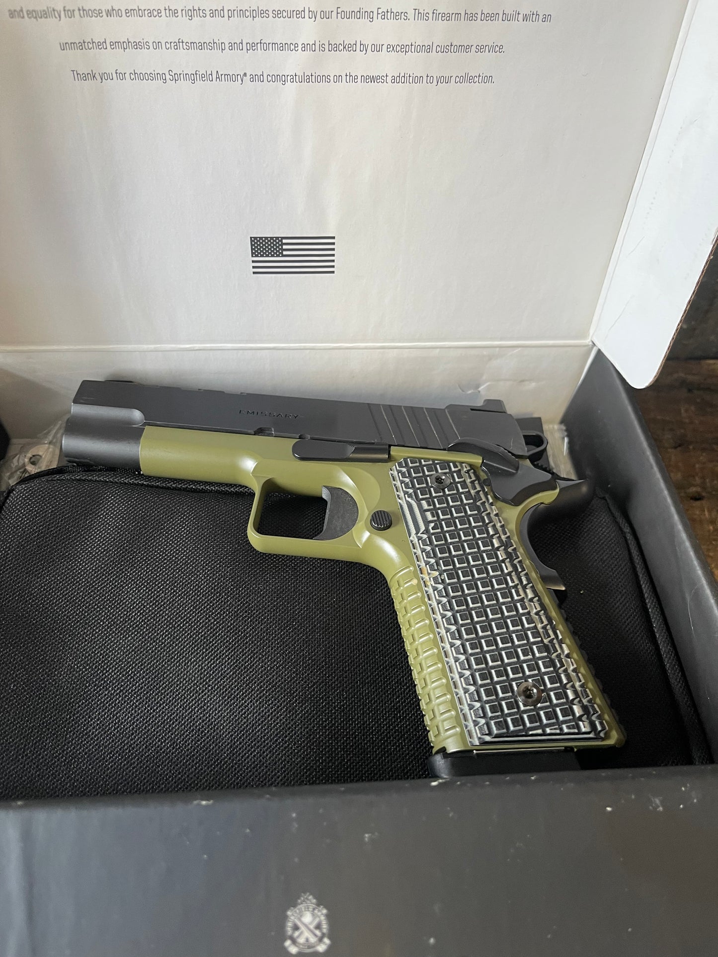 Springfield Armory Emissary Commander 1911 .45 ACP – Bazooka Green w/ Box