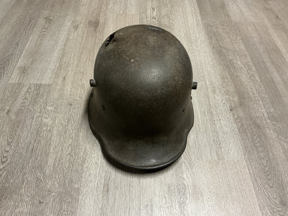 German M1916 Stahlhelm Shell-Battle Damaged Relic-Imperial German Steel Helmet