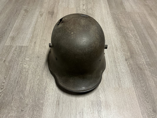 German M1916 Stahlhelm Shell-Battle Damaged Relic-Imperial German Steel Helmet