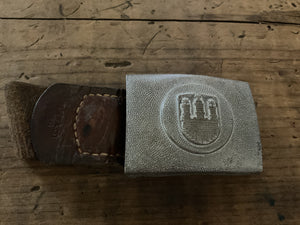 German Hamburg Fire Brigade Belt Buckle w/ 1942 Dated & Makers Mark on Tab