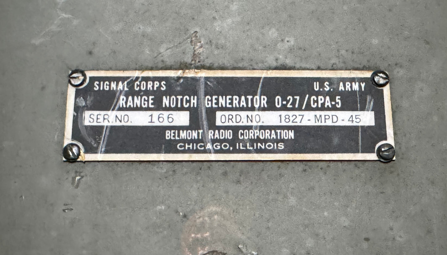 WWII U.S. Army Signal Corps Range Notch Generator O-27/CPA-5