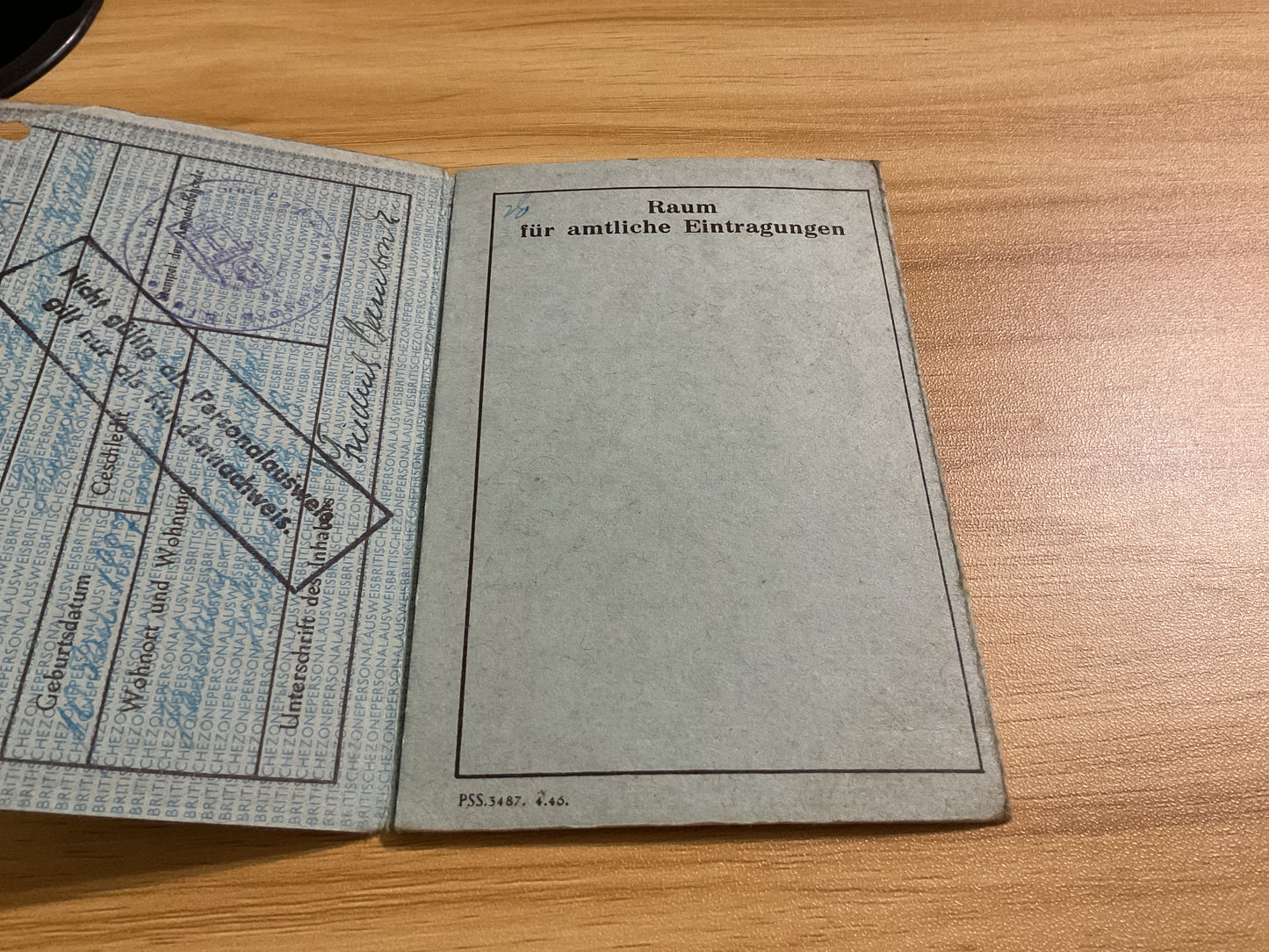 Original 1945 British Occupation Zone German Personalausweis-Hamburg-Allied Post WWII ID Document