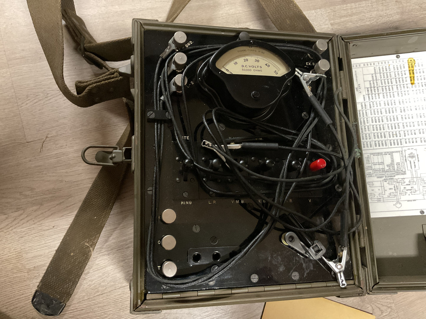 WWII US Signal Corps Test Set EE-65-G w/ Manual TM11-361-1944 Field Telephone Tester