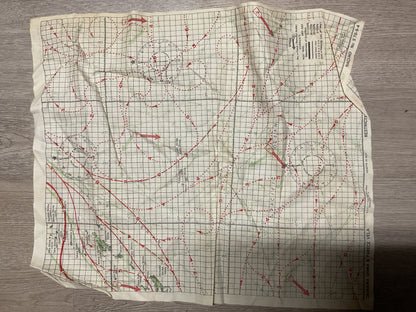 WWII U.S. Navy Pacific Ocean Cloth Navigation Chart-Ocean Currents Map-Original