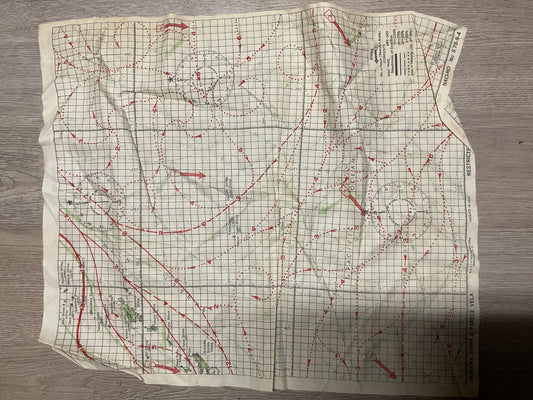WWII U.S. Navy Pacific Ocean Cloth Navigation Chart-Ocean Currents Map-Original