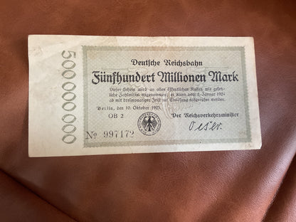 German 500 Million Mark Banknote