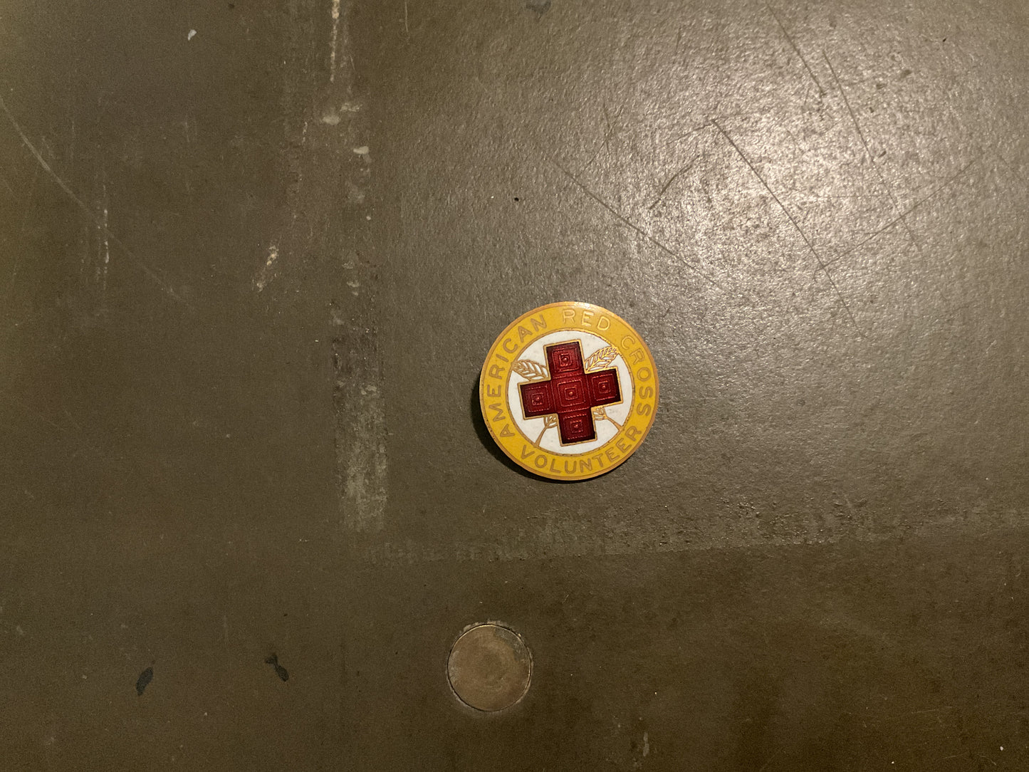 Bronze Enameled WWII Era (1940’s) Staff Assistant American Red Cross Volunteer Pin