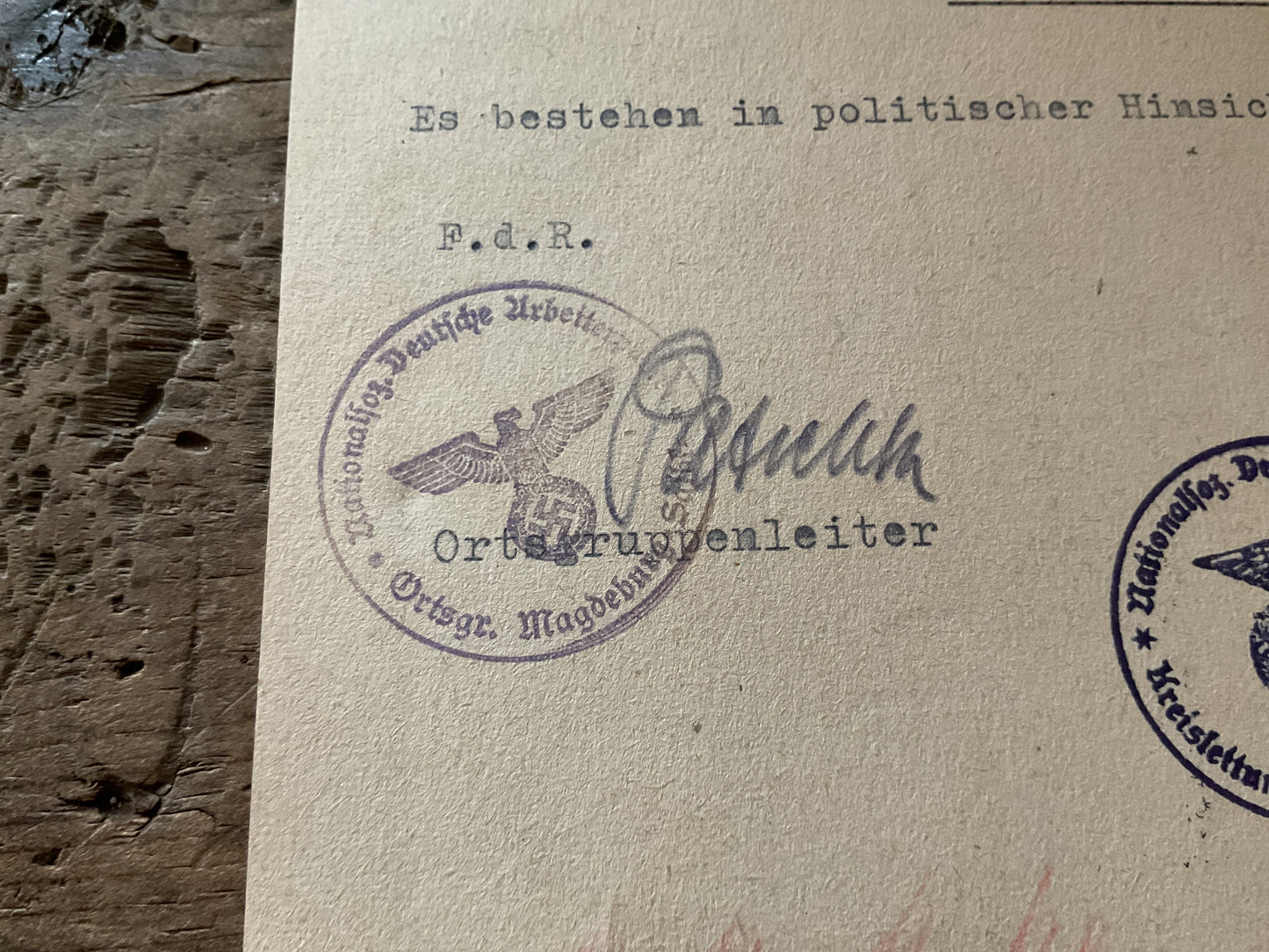 Original 1942 Deutsche Reichsbahn Political Reliability Inquiry to the NSDAP-Confidential Personnel Screening Letter
