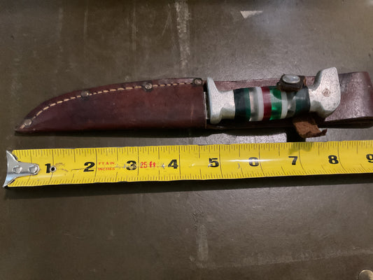 WWII Theatre Knife Silver Green White & Red Stripe