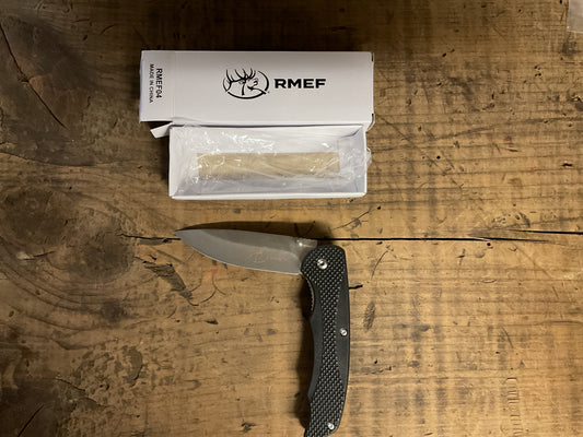 REMF Pocket Knife New in Box Black Handle Lockback w/Box