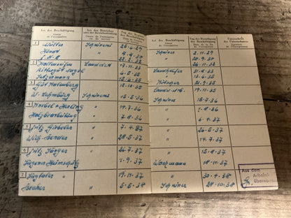 1948-1954 West German Berufsbuch (Employment Record Book)- Named: Betzdorf Labor Office-Complete